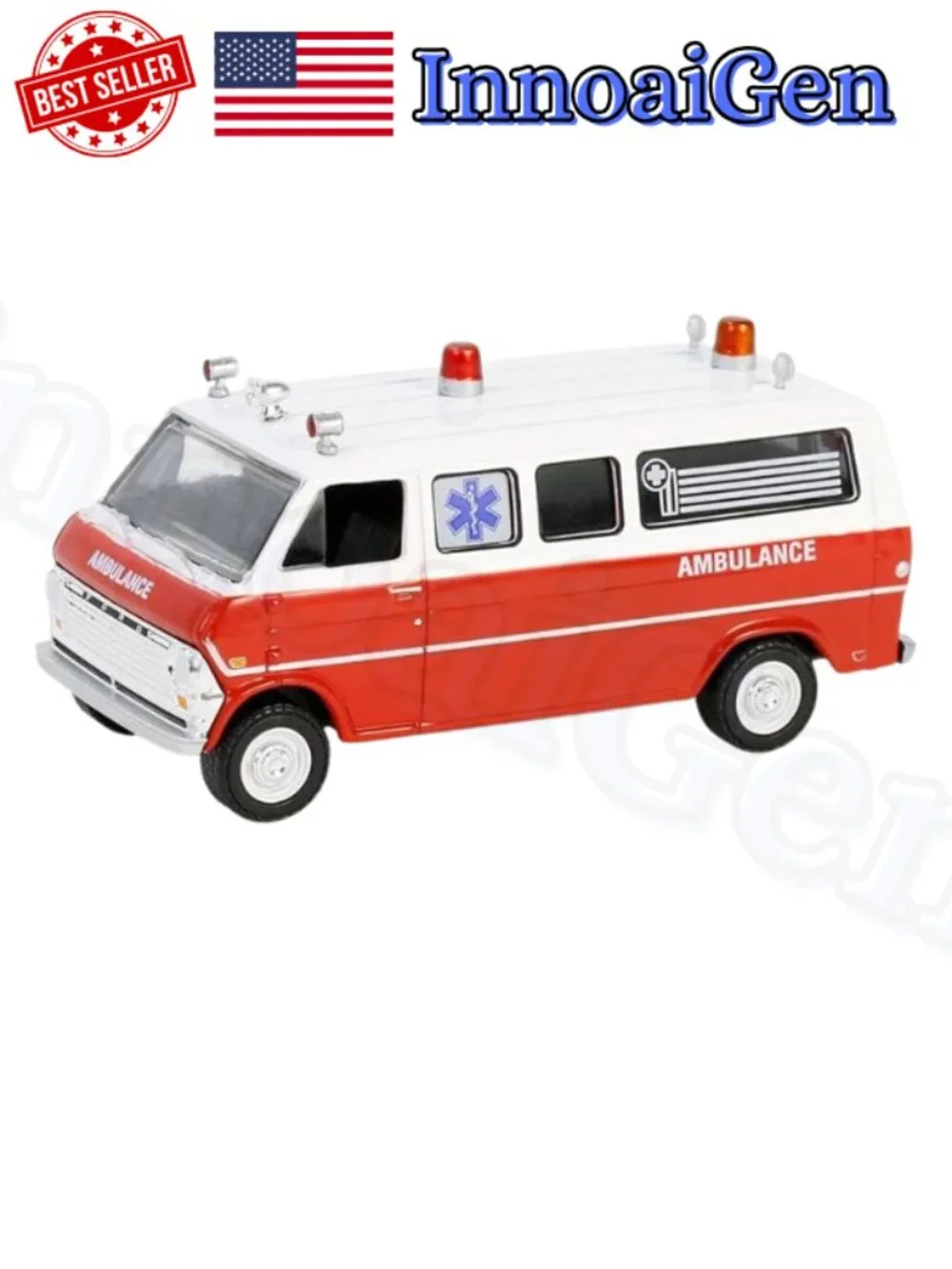 GreenLight Hollywood Airplane! 1970 Ford Club Wagon Ambulance Diecast NWB